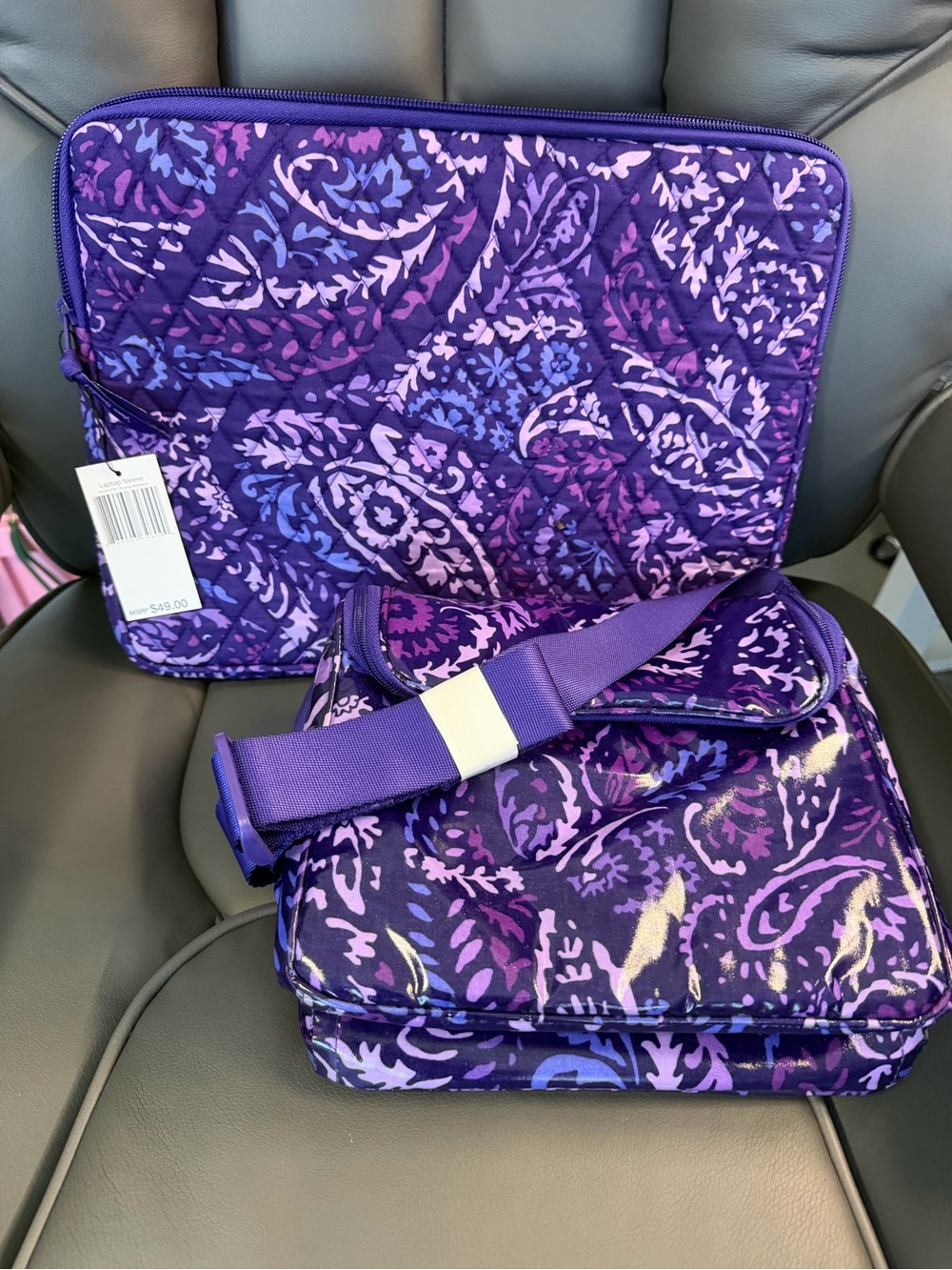Vera Bradley Purple Paisley Laptop Sleeve and Lunch Box